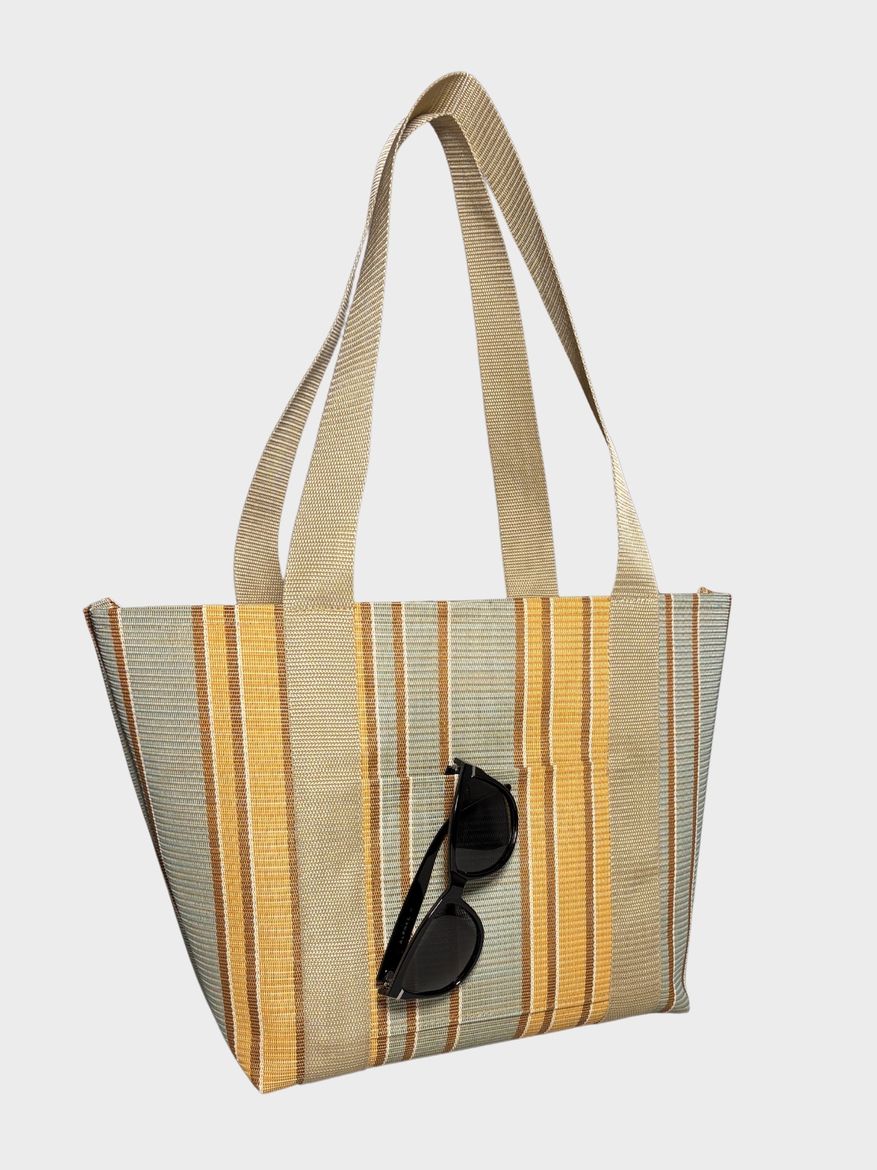 Golden Blue Mesh Beach Bag