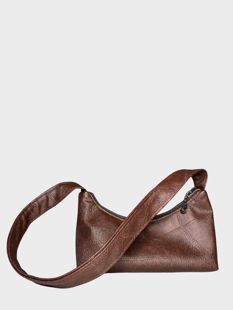 Cocoa Brown Vegan Leather Shoulder Bag
