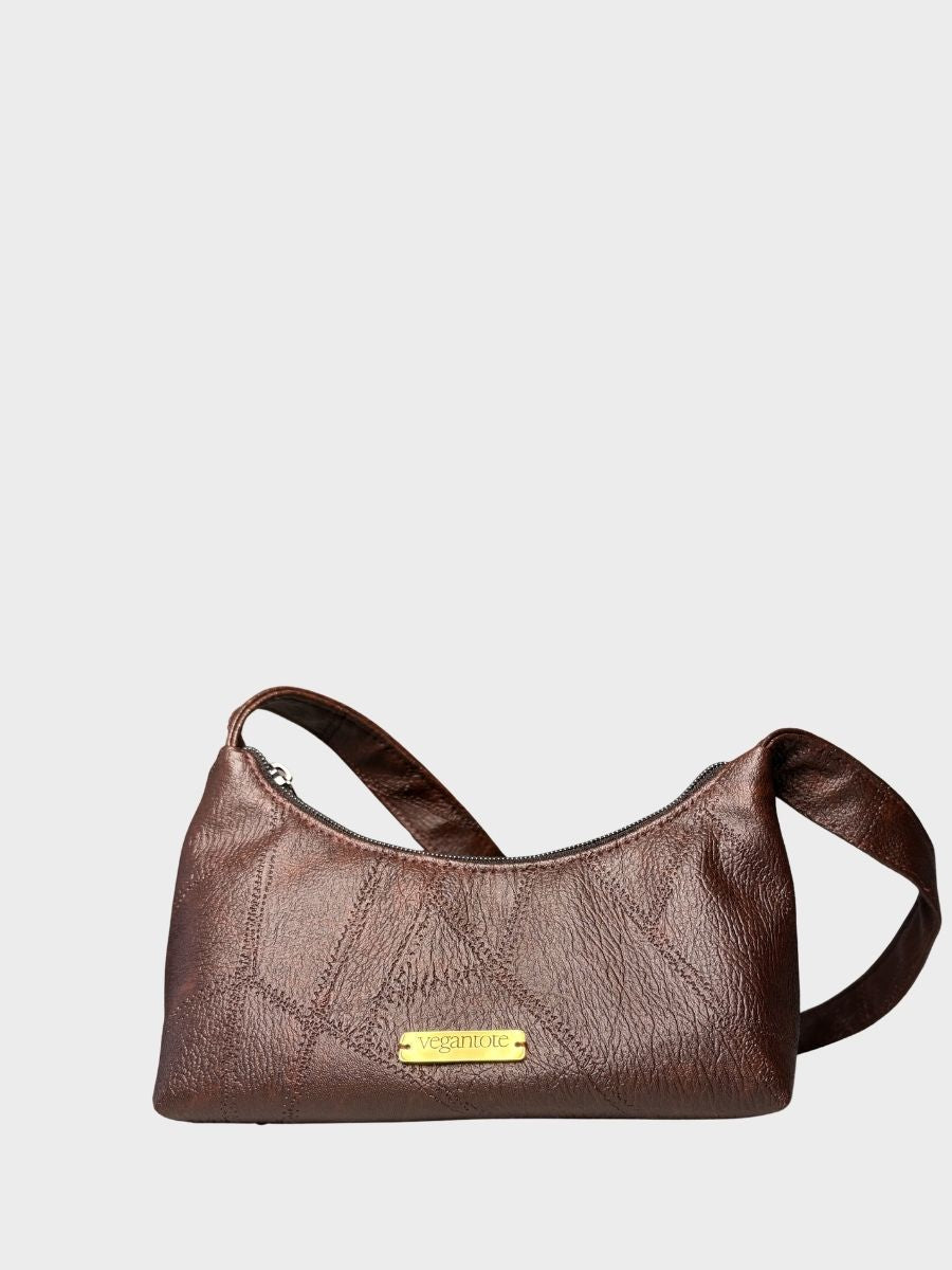 Cocoa Brown Vegan Leather Shoulder Bag