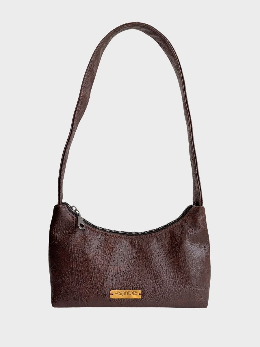 Cocoa Brown Vegan Leather Shoulder Bag