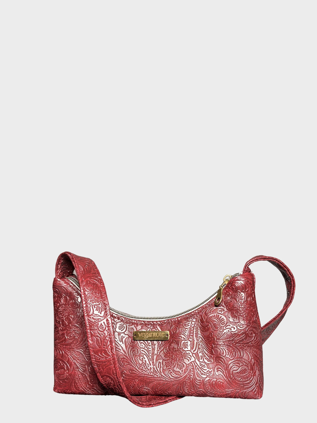 Burgundy Flower Garden Vegan Leather Shoulder Bag