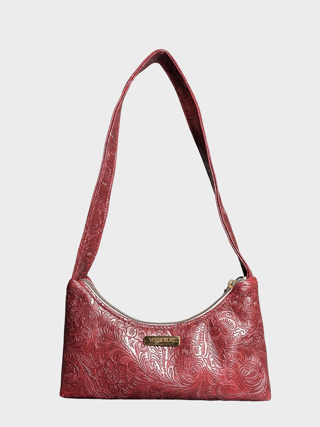 Burgundy Flower Garden Vegan Leather Shoulder Bag