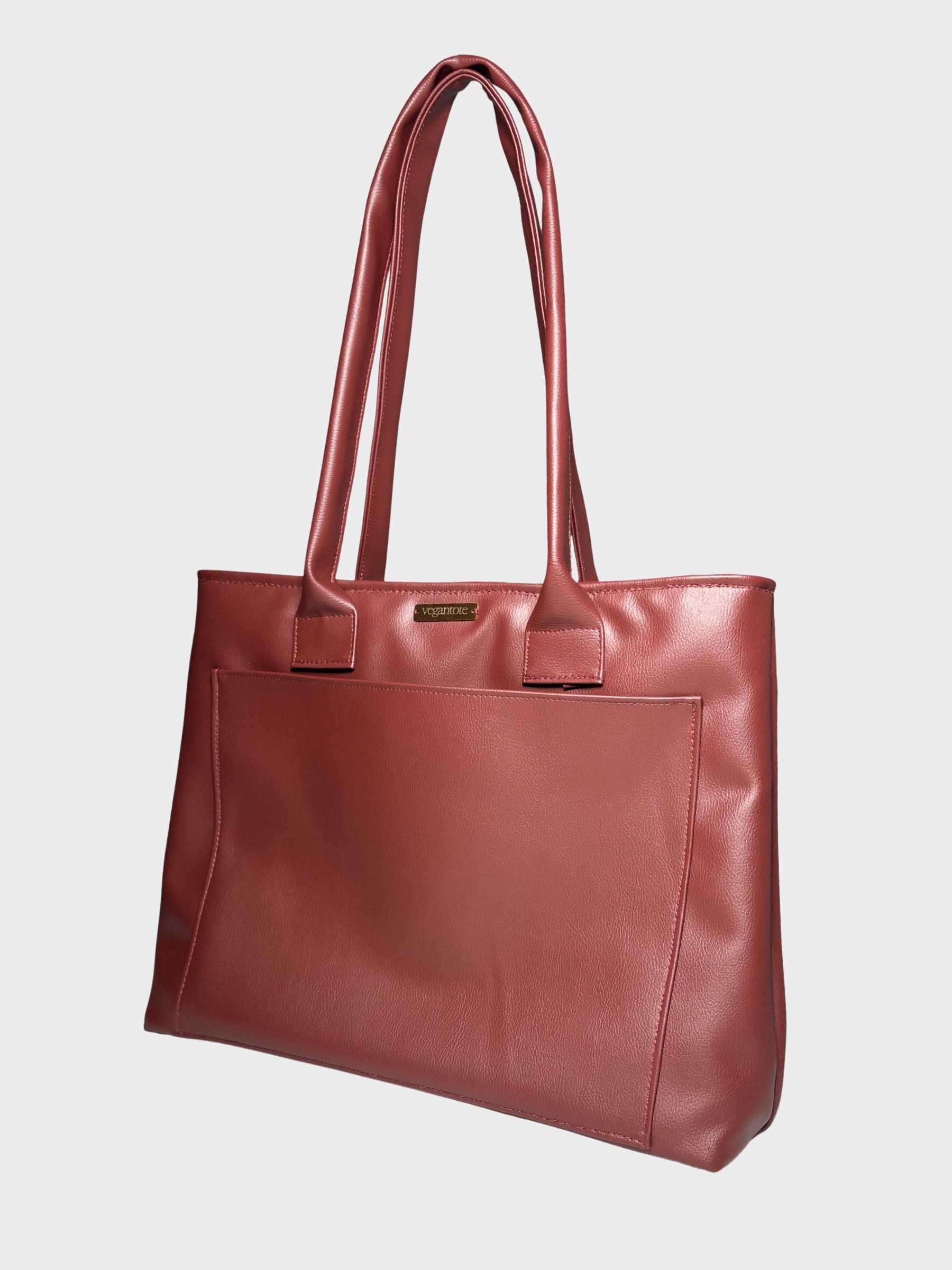 Burgundy Vegan Leather Tote Bag