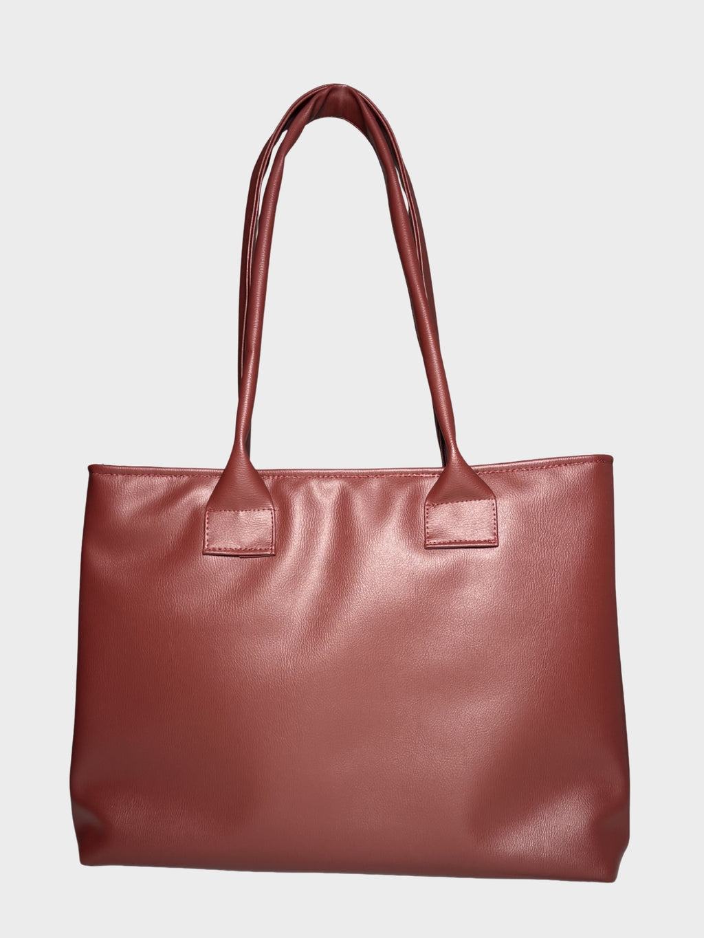 Burgundy Vegan Leather Tote Bag