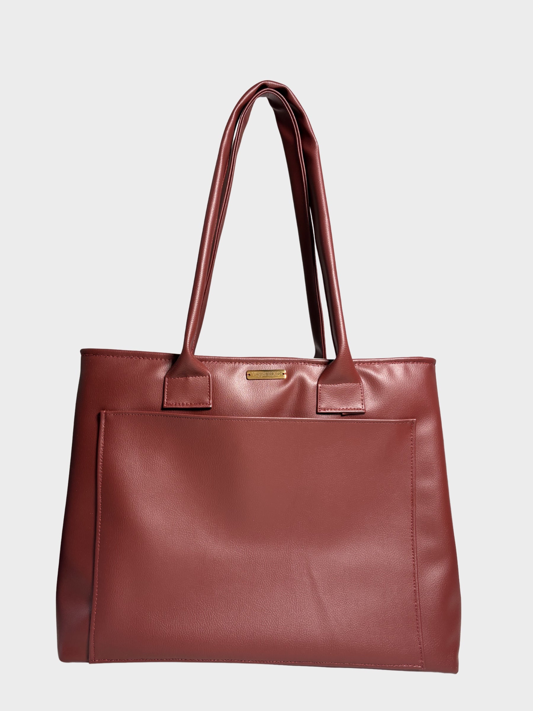 Burgundy Vegan Leather Tote Bag