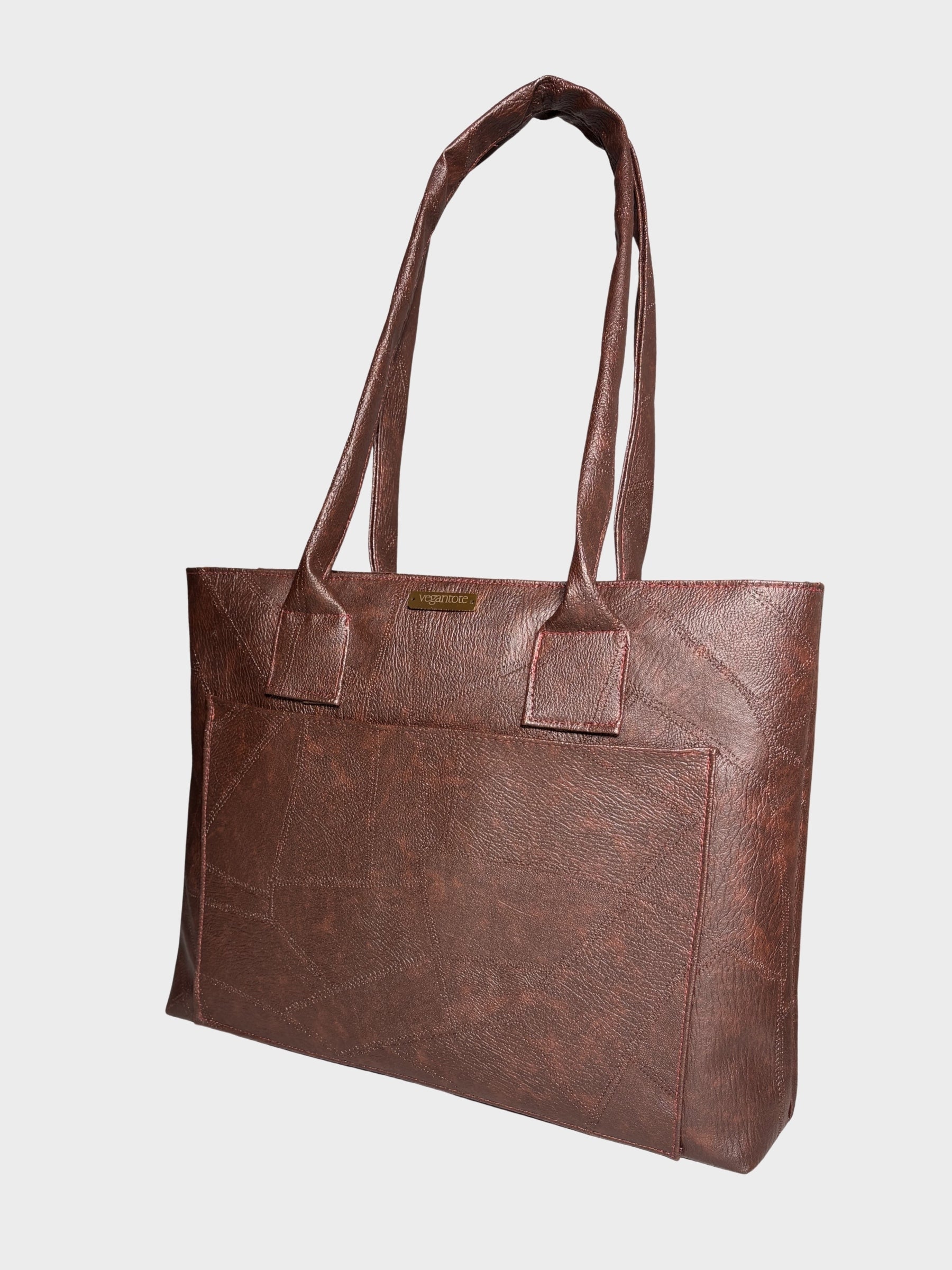 Cocoa Brown Vegan Leather Tote Bag