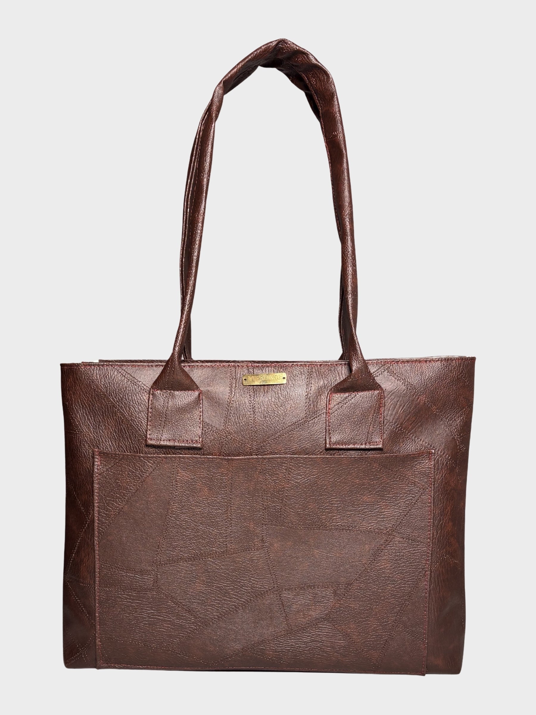 Cocoa Brown Vegan Leather Tote Bag