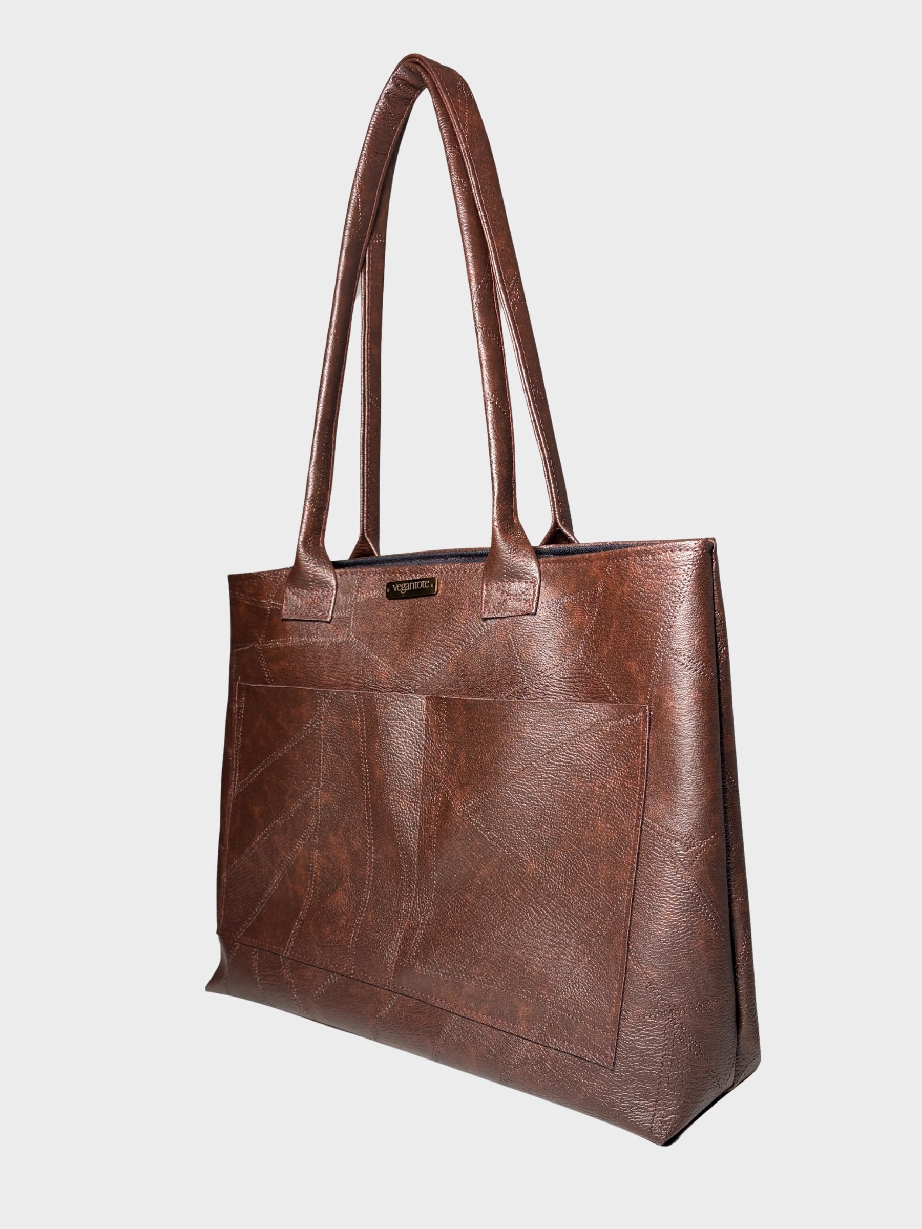 Cocoa Brown Shoulder Vegan Leather Tote Bag