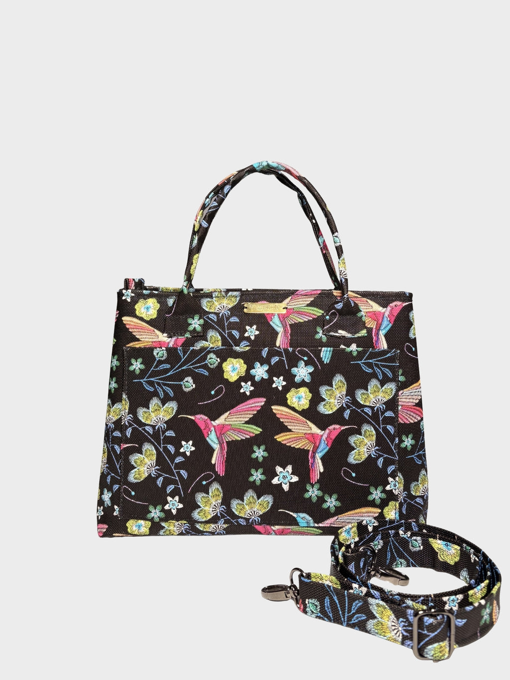 Floral Hummingbird Vegan Leather Handbag