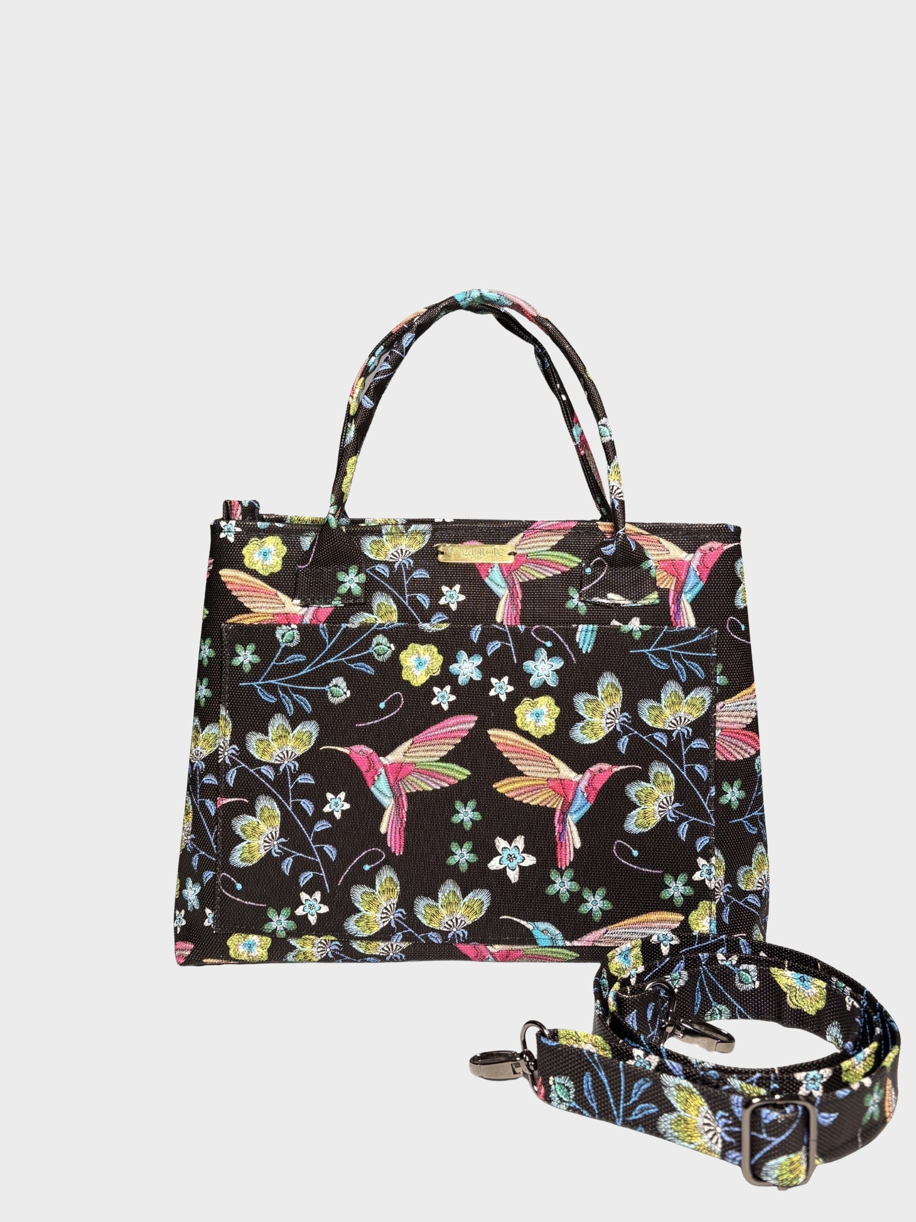 Floral Hummingbird Vegan Leather Handbag