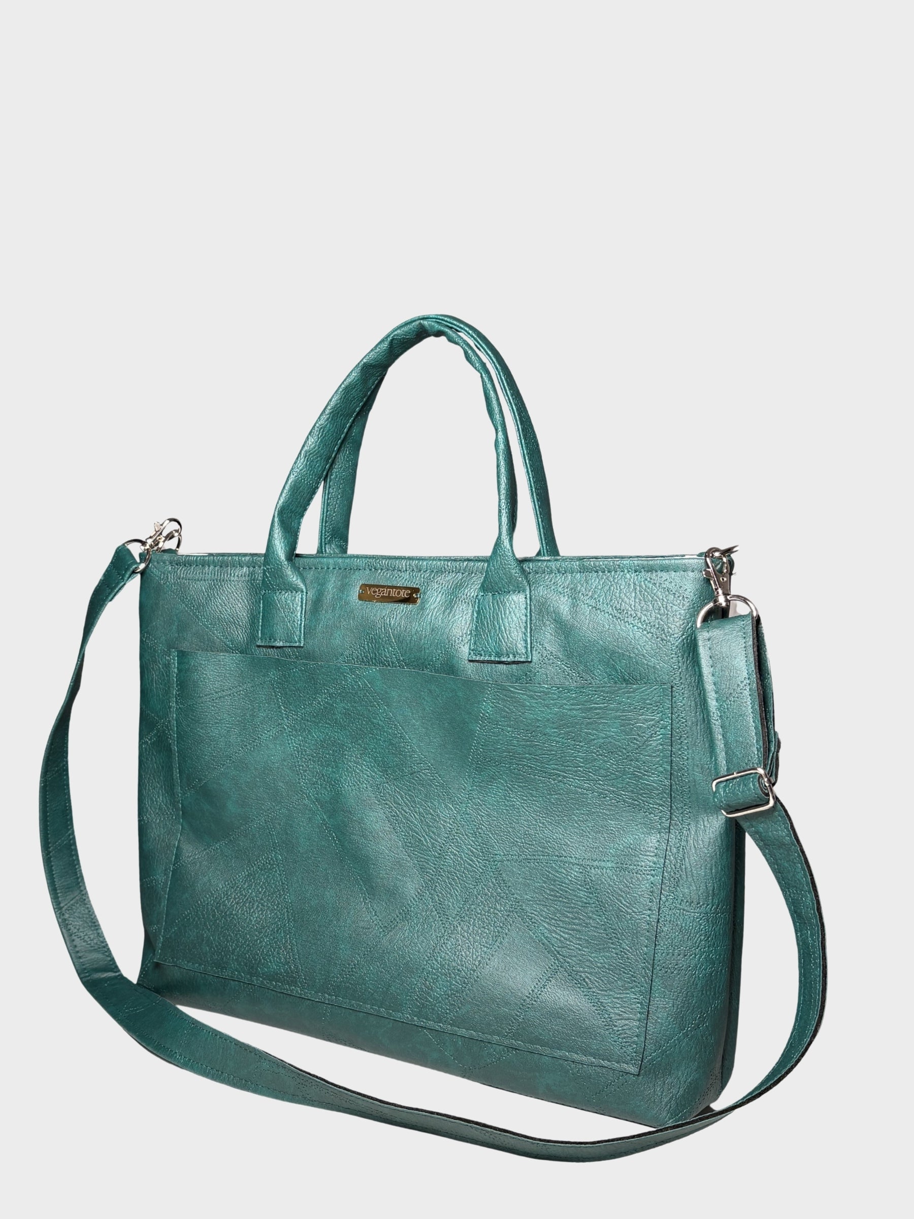 Forest Green Vegan Leather Tote Bag
