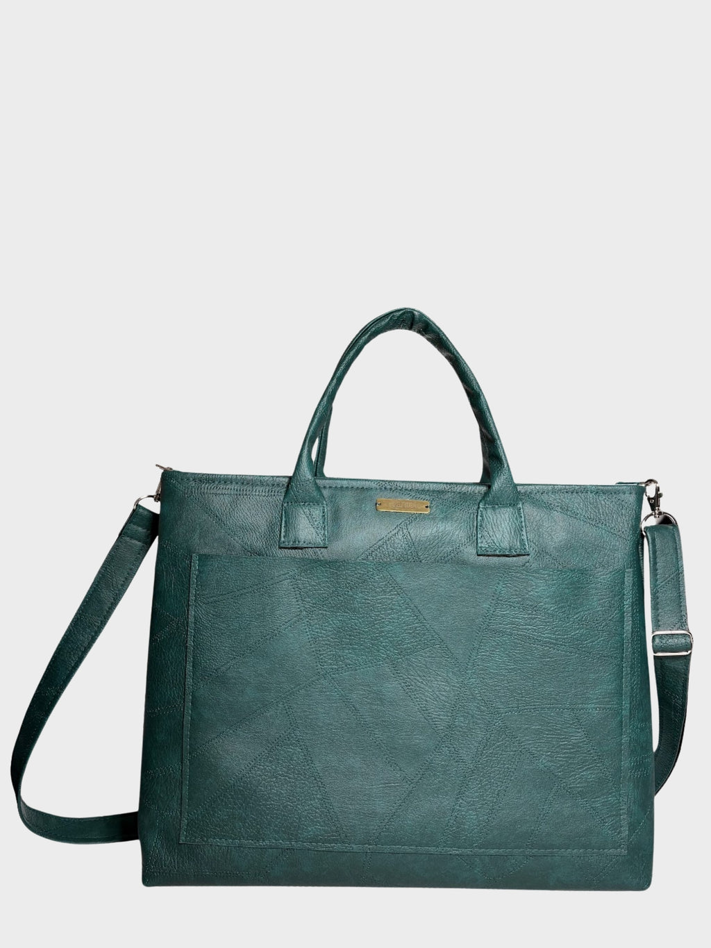 Forest Green Vegan Leather Tote Bag
