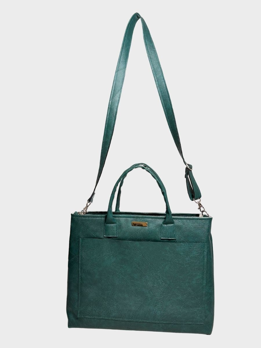 Forest Green Vegan Leather Tote Bag