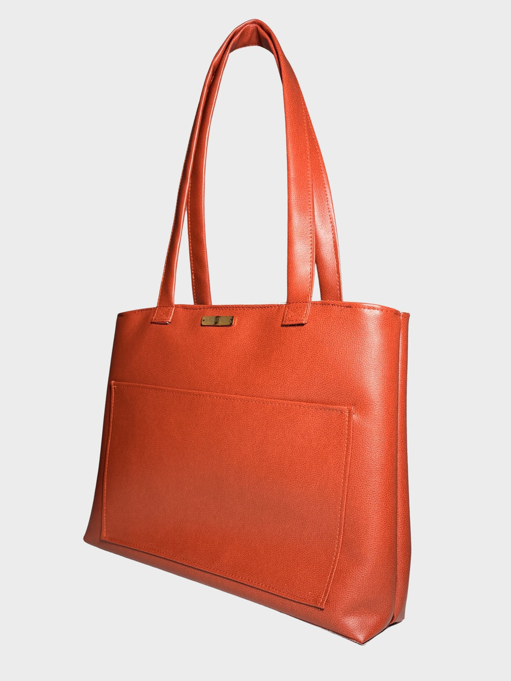 Rust Orange Vegan Leather Tote Bag