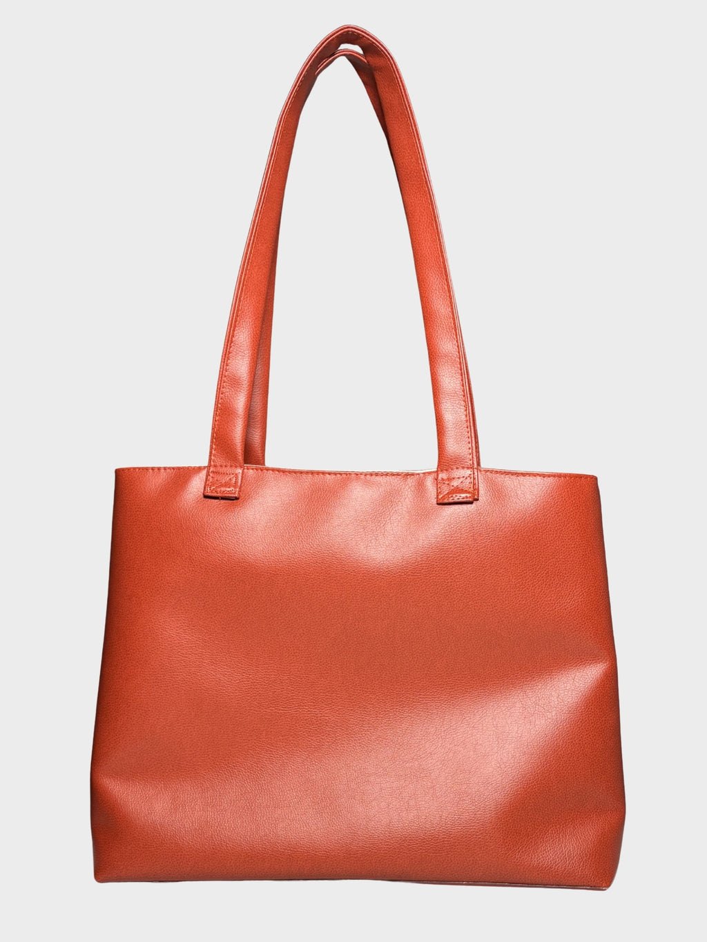Rust Orange Vegan Leather Tote Bag